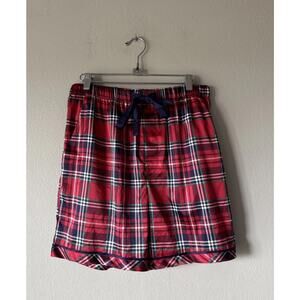 Peter Alexander Men’s Size Medium Red Plaid Satin Pajama Shorts Lounge